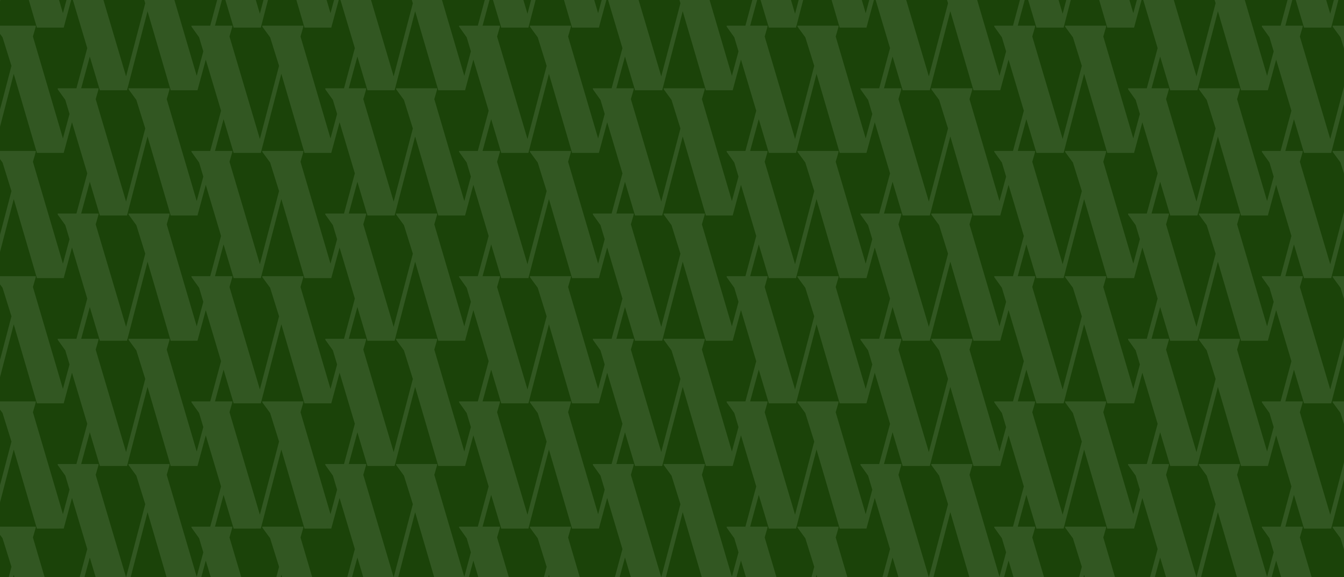 A seamless geometric pattern of overlapping, angular Ws in various shades of green, creating a visually textured, interlocking design across the entire image.