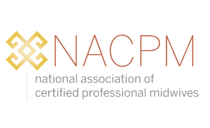 NACPM logo featuring a geometric yellow design on the left and the text NACPM in large letters, with national association of certified professional midwives in smaller text below.