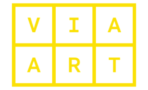 Yellow grid with six squares on a white background; each square contains a single bold letter spelling out VITA ARTE.