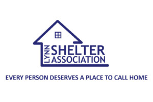 Logo of the Lynn Shelter Association featuring a house outline, the text LYNN SHELTER ASSOCIATION, and the slogan EVERY PERSON DESERVES A PLACE TO CALL HOME beneath it in blue lettering.